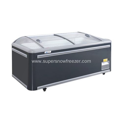 Commercial double glass display horizontal chiller freezer